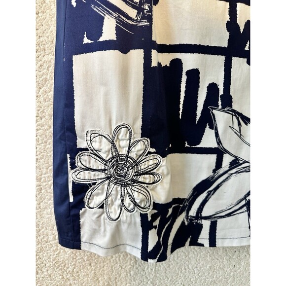 DESIGUAL  Size 12/44 Navy Knee-Length Sheath‎ Dress Cotton Sleeveless Logo - Picture 4 of 12